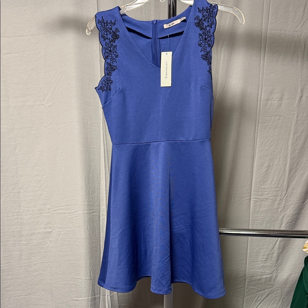 Francesca's Collections Royal Blue Lace Accent Mini Dress